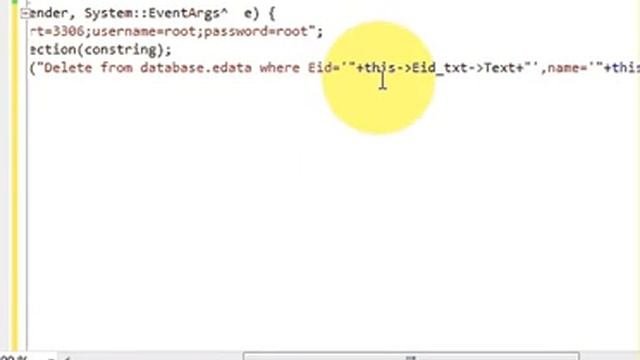 Visual C++ Tutorial 17 -Windows Forms Application:  Deleting Selected Data From Database