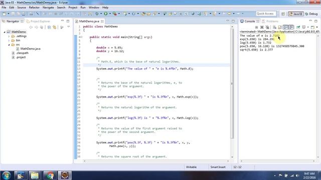 Java Tutorial : Java Math class (Exponential and Logarithmic methods)