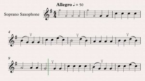 "Ах вы, сени, мои сени" русс. нар. песня - ноты и видео-минусовка для саксофона-сопрано, темп 50