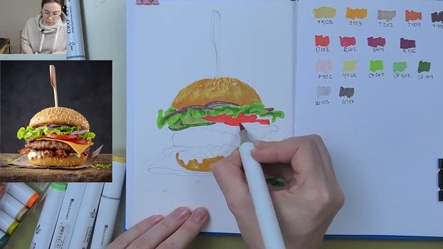 Вместе с Dari Art рисуем бургер маркерами "Малевичъ"
