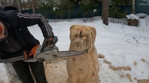 Собака бензопилой! Резьба по дереву Карвинг#chainsawcarving #diy