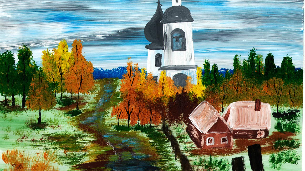 Как нарисовать осенний пейзаж легко. Как нарисовать деревенский пейзаж. Рисуем осень гуашью.