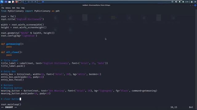 English Dictionary | Python Tkinter Mini Projects - Leisure Codes