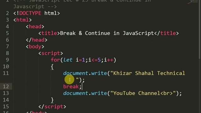 Break & Continue Statement In Javascript Lectures Series Javascript Tutorials for Beginners Urdu IT