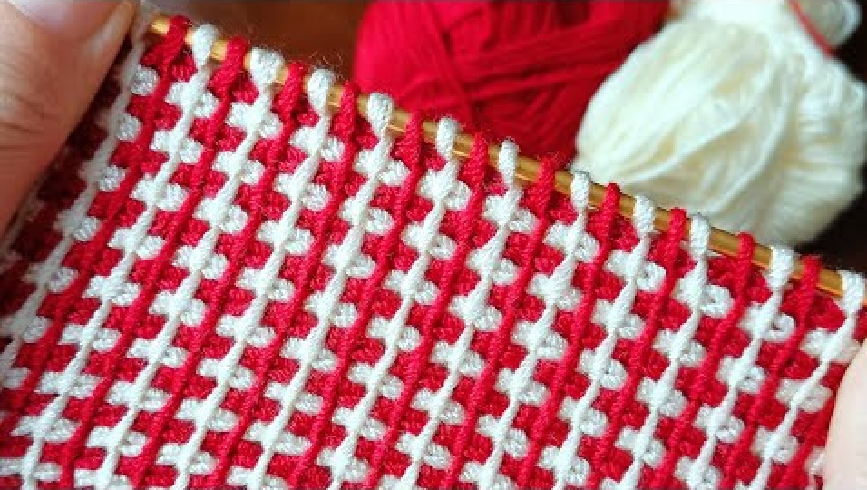 Простой тунисский узор крючком для начинающих смотреть онлайн