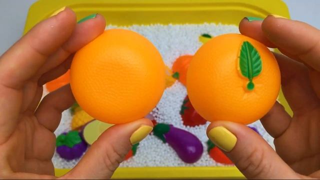 Learn Fruits And Vegetables Names | Fruit In Yellow Pool