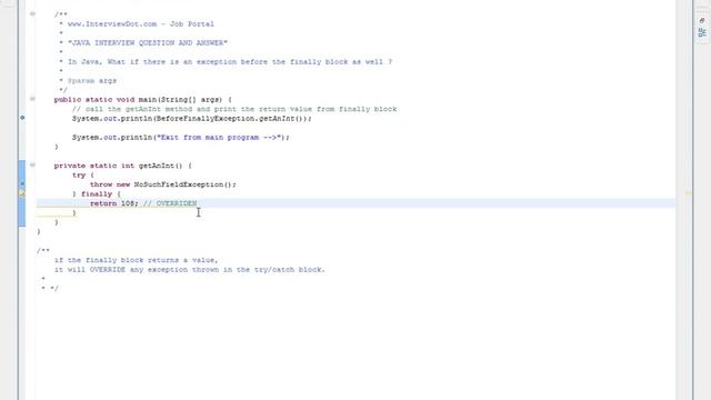 Java Interview Question and Answer What happens there is an exception thrown before finally block смотреть онлайн