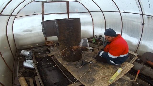 Банная печь из трубы 426 мм. своими руками на замену заводской старой.