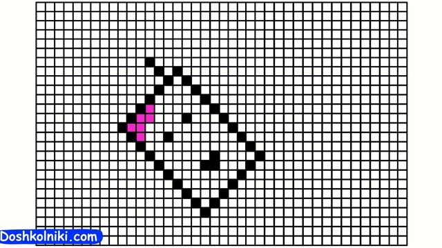 Рисунок по клеточкам Кавайная книга с закладкой. Урок рисования для детей шаг за шагом легко, прост смотреть онлайн