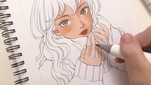 ? Draw with me / Marker Art "Winter girl" Process / Ohuhu 320 Alcohol Brush Markers Review