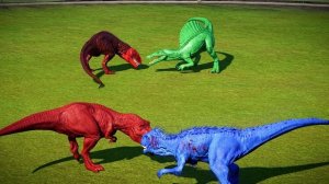 Epic Battle of Giants Tyrannosaurus Rex vs Spinosaurus Dinosaurs Fighting Jurassic World Evolution