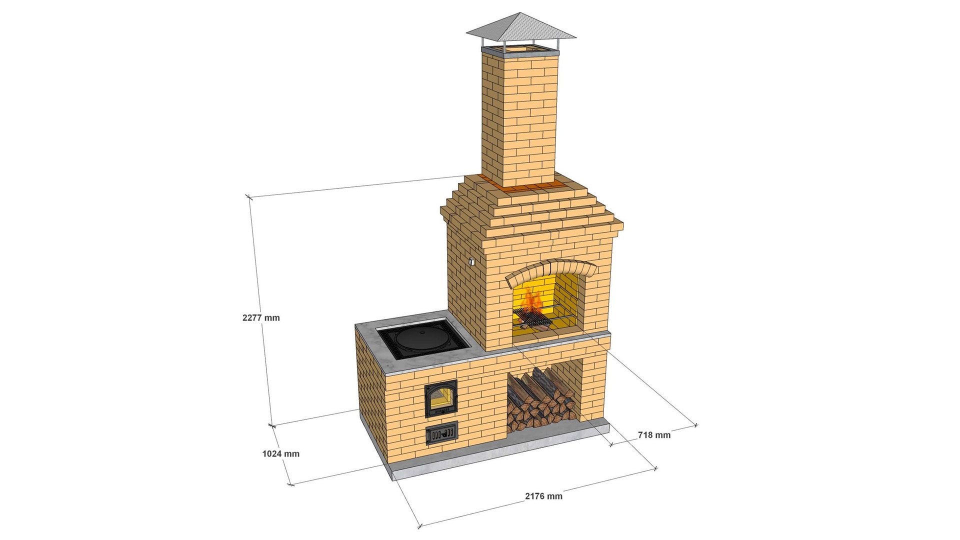 3d порядовка барбекю с казаном