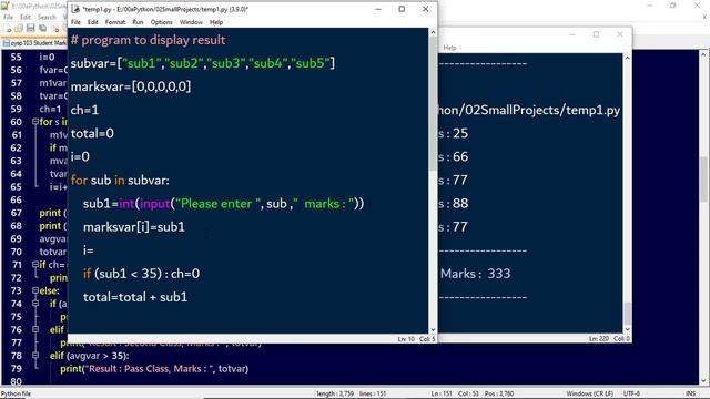 Python program display student result based on the input marks | #PythonProject 103 | Highblix
