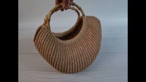 Сумка - ракушка из Рафии крючком. Вы влюбитесь с первого взгляда/ Beautiful crochet raffia shell-ba