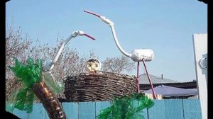 Садовая фигурка аист своими руками во дворе