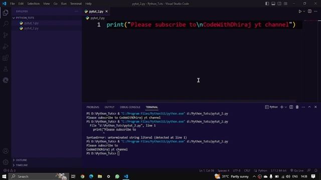 Print, Escape Sequence Characters & Comments in Python | Let's Learn Python | CodeWithDhiraj смотреть онлайн