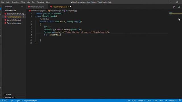 Program of Floyd Triangle in Java|visual studio code| programming language#java #coding #engineer