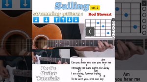 Sailing - Rod Stewart guitar chords w/ lyrics & strumming tutorial ver. 2