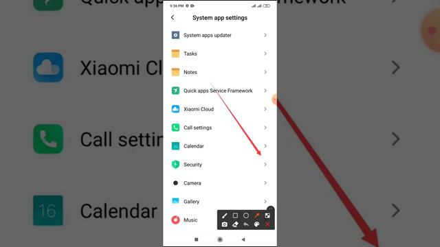 Manage shortcuts battery optimisation and security scan on Xiaomi