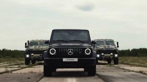 Бронированный автомобиль RIDA Mercedes G-class 63 AMG с бронеавтомобилями BURAN