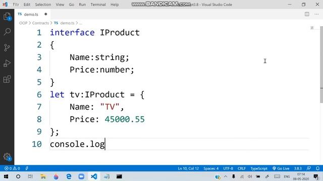 Typescript 93..what is interface or contract in typescript