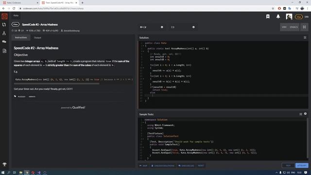 Codewars C# для новичков 8 kyu SpeedCode #2 - Array Madness Безумные массивы  #3