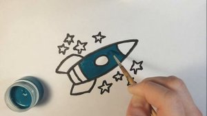 Как нарисовать РАКЕТУ В КОСМОСЕ/Рисунок - раскраска для детей/How to draw a rocket