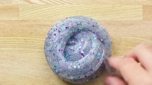 Satisfying Slime Coloring with Makeup! Mixing Shiny Body Gel + Glitter eyeshadow into Clear Slime