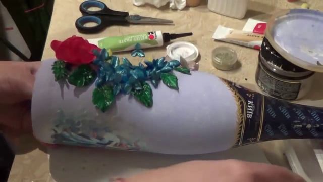 Мастер Класс по УКРАШЕНИЮ БУТЫЛКИ Ч.2 !!!! смотреть онлайн