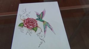 Desenhos Exclusivos - 01  Tatuagem feminina Rosa e Beija flor