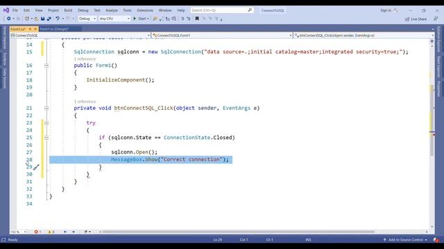 connect to sql database with windows authentication connection in c#- Tutorial on C# language смотреть онлайн