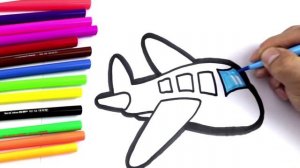 How to draw a plane easily|Coloring for kids|как легко нарисовать самолет