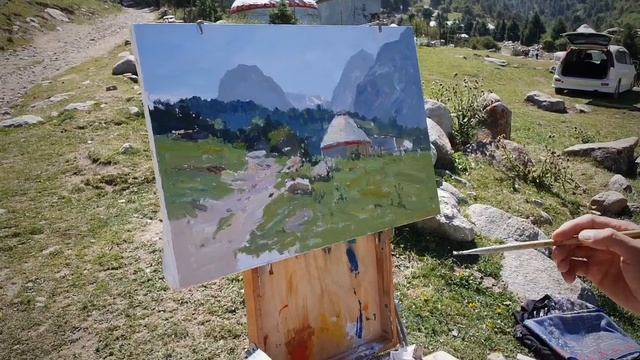 Художник пишет картину. Пленэр. Мусурманкулов Таалайбек смотреть онлайн