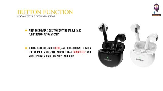 Lenovo HT38 True Wireless Earbuds Manual: User Guide & Specs смотреть онлайн