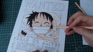 Drawing - Monkey D Luffy - wanted poster ( One Piece ) [ ワンピース  ]