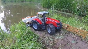 Brother игрушки RC Трактор Massey Ferguson потянув лодку на прицепе