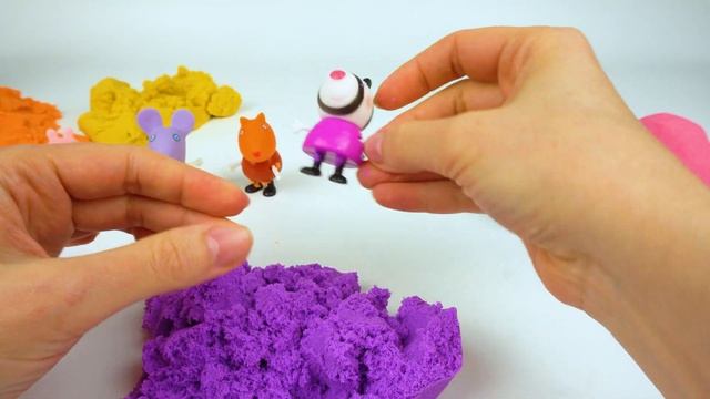 Свинка Пеппа и ее друзья в Разноцветных шарах из Кинетического песка | Учим цвета | Учим цифры смотреть онлайн
