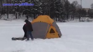 Установка шатра Maverick Cosmos 400 зимой