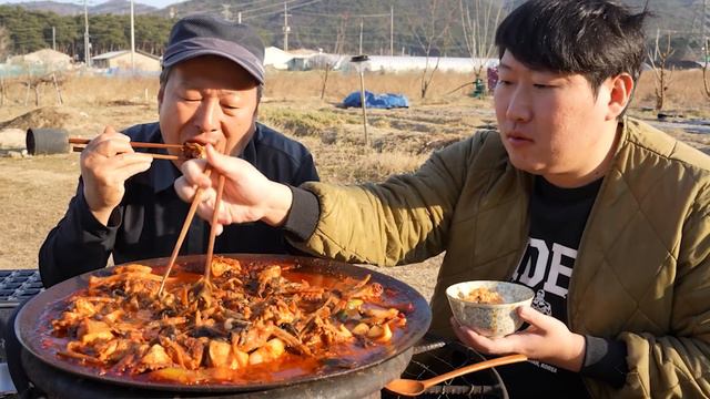 아버지께서 극찬하신 역대급 [[시래기 닭볶음탕]] 먹방! (Spicy Braised Chicken & Radish green) 요리&먹방!! - Mukbang eating sho