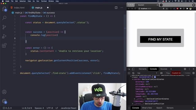 Get users location with Javascript geolocation