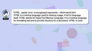 HTML : pytest: error: unrecognized arguments: --html=report.html