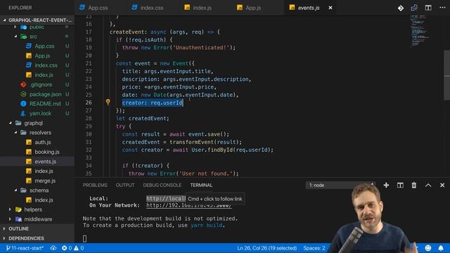#11 The React Frontend | Build a Complete App with GraphQL, Node.js, MongoDB and React.js