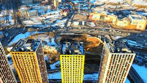 Красногорск, ЖК Тетрис, вторая очередь с высоты птичьего полёта, март 2022 г.