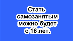 Стать самозанятым можно будет с 16 лет.
