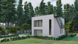 Двухэтажный дом Куб для постоянного проживания из сборного монолита по скандинавской технологии