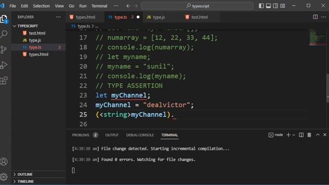 type assertion in typescript | typescript full in hindi |  typescript | type assertion in hindi #4