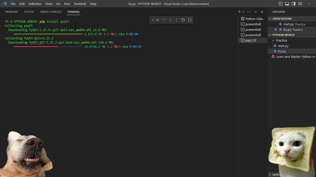 HOW TO INSTALL PYQT5 MODULE USING MICROSOFT VS CODE IN TERMINAL | PYTHON TUTORIAL 004 смотреть онлайн