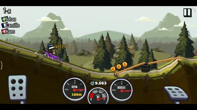 Я играю с читами в игру под названием Hill Climb Racing 2 смотреть онлайн