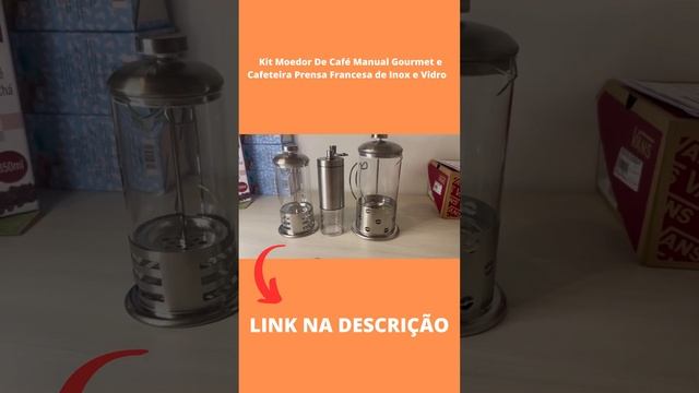 Kit Moedor De Café Manual Gourmet e Cafeteira Prensa Francesa de Inox e Vidro   #cozinha #cafe