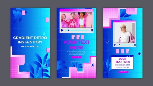 After Effects | многоцветный градиентный ретро-пакет *грам, вк, тикток story pack